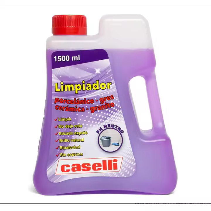 Caselli Abrillantador porcelana, gres y cerámica 1.5 litros - caselli porcelanico Limpia, abrillanta y conserva suelos y paredes - Con Bioalcohol - Limpieza diaria profesional - Desinfecta e higieniza - 1