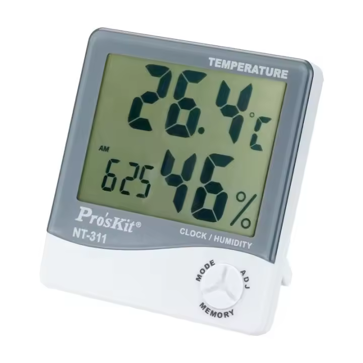 Proskit Medidor de Temperatura y Humedad Ambiental con Calendario y Alarmas - 1