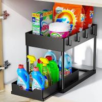 Organizador De Baño Y Cocina Con Dos Cajones Deslizantes Y Ganchos Estante De Almacenamiento Multifuncional Para Fregadero - details 6