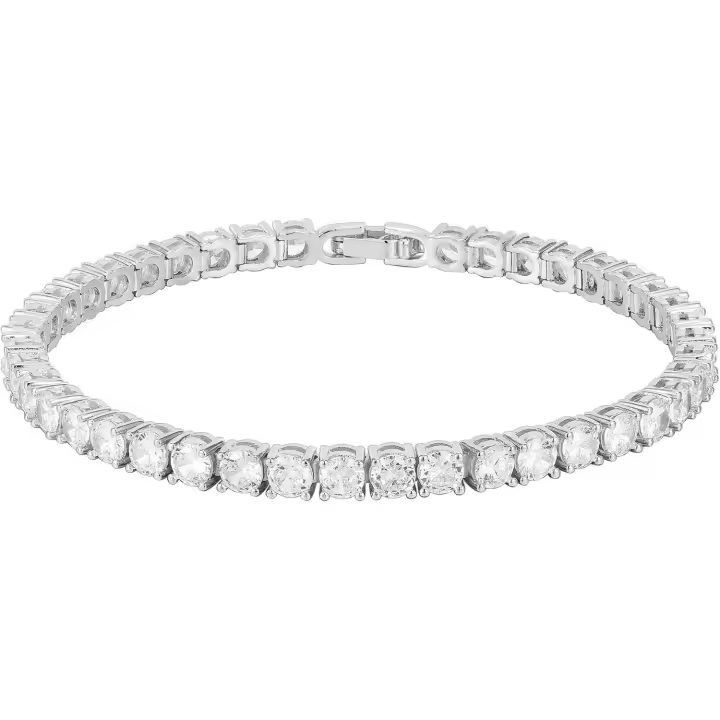 14K Chapado en oro cúbico zirconia clásico Pulsera | Pulseras de Oro para las mujeres | 4mm CZ, tamaño 6,5-7,5 pulgadas Gold Blanco 6,5 pulgadas - 1