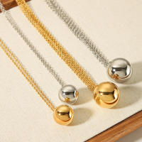 Encanto Collar con colgante de bola a la moda, Color dorado de 18 quilates, acero inoxidable, joyería impermeable para playa, bisutería - details 0