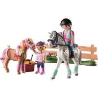 PLAYMOBIL country, cuidado de caballos (71259) starter pack, con yegua, potro, amazona, jinete bebe y muchos accesorios para montar a caballo o pony - details 1