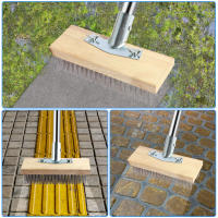 Cepillo De Limpieza Para Piso Con Mango Largo Acero Inoxidable Para Jardín Piscina Limpieza De Hierba Y Moss Exteriores - details 4