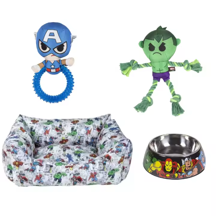 Kit para mascotas Avengers : colchoneta, comedero y juguetes para consentir a tus peluditos pequeños Cerdá - 1