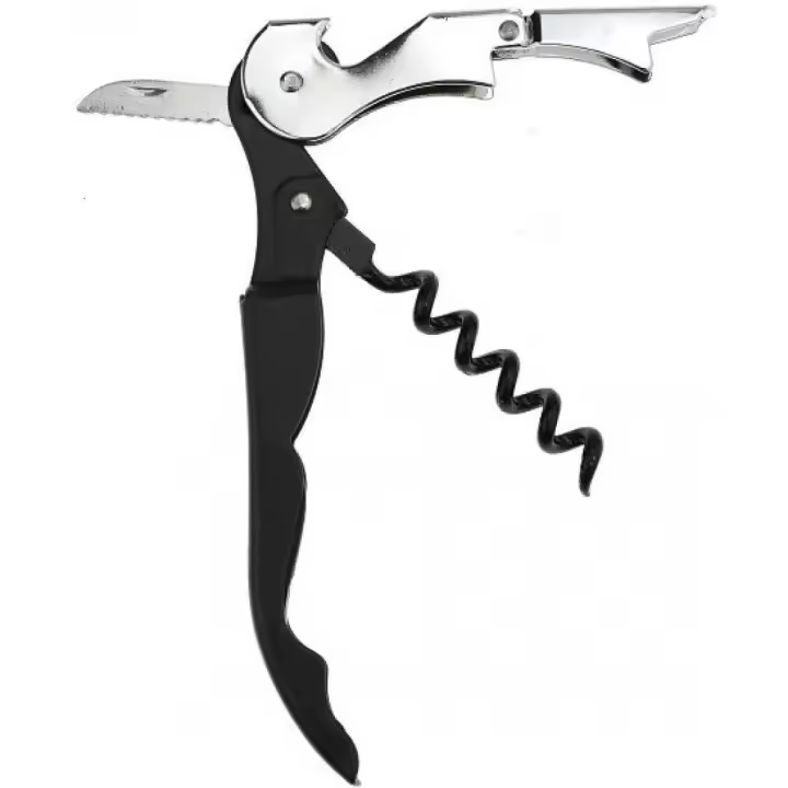 Sacacorchos 2 golpes 12 cm negro blister - 1