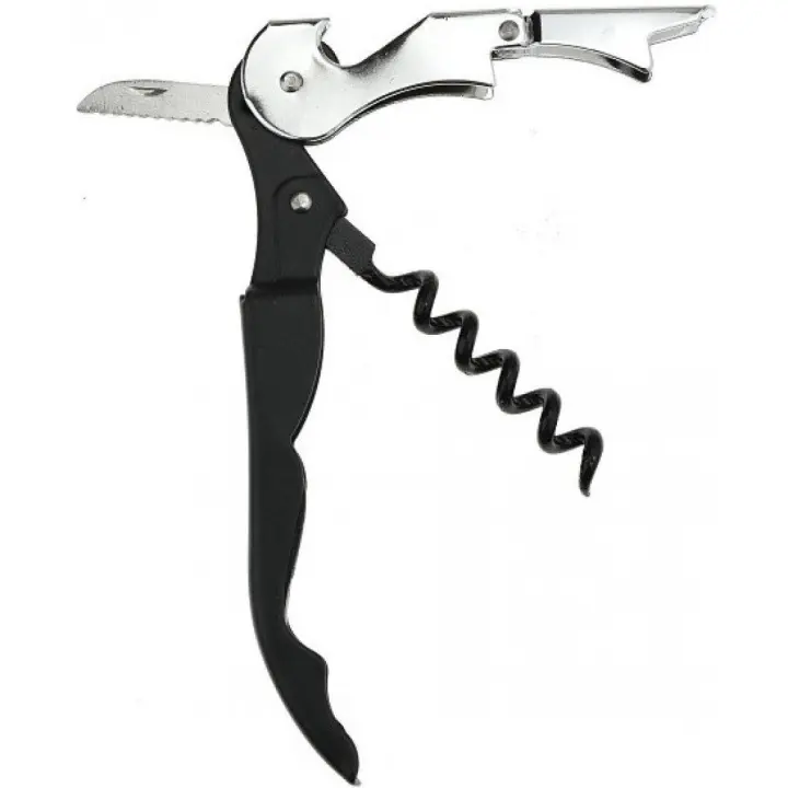 Sacacorchos 2 golpes 12 cm negro blister - 1