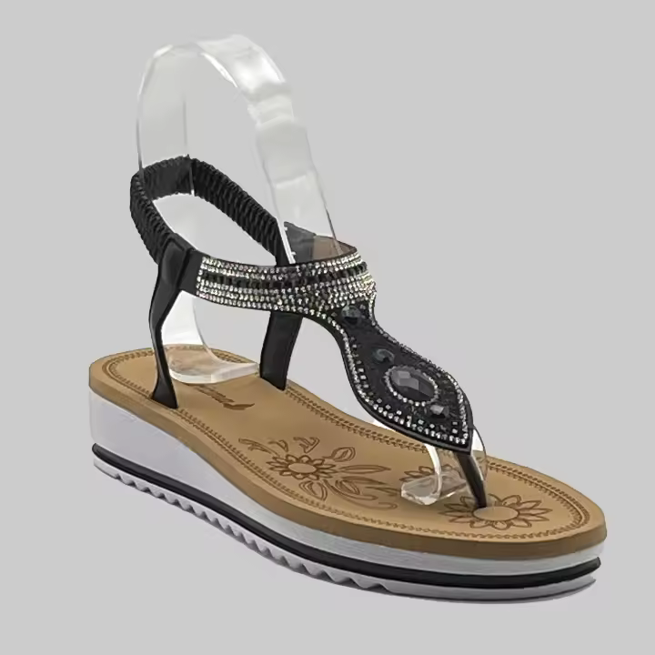 JZ Hermanos Sandalias con cuña estilo bohemio Con Correa Elástica Decorada para mujer - 1