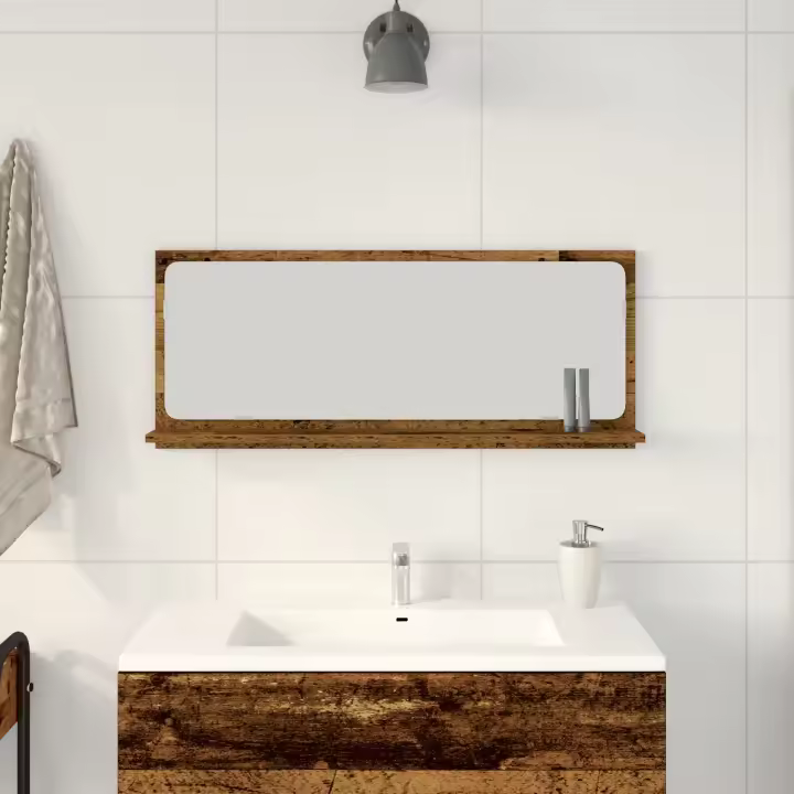 Espejo de baño de madera vintage vidaXL 90x10,5x37 cm - 1