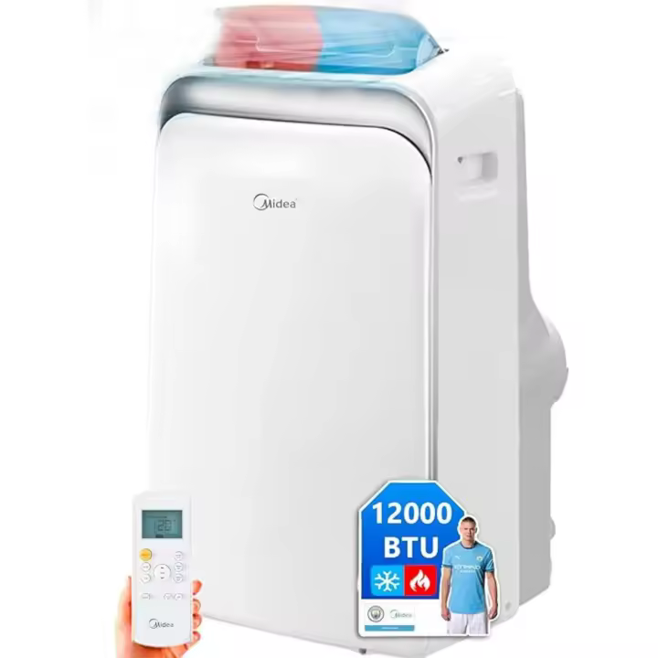 MIDEA Pingüino Aire Acondicionado Portátil Frío y Calor 3000 Frigorías / 12000 BTU - Climatizador silencioso con bomba calor 3500 W Air conditioner 4 modalidades con kit de ventana y control remoto - 1