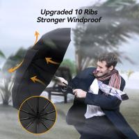 Paraguas Plegable, Paraguas Automático Resistente al Viento y Compacto con 10 Varillas, Apertura y Cierre Automáticos Con un Botón, Paraguas de Viaje Portátil para Hombres y Mujeres - details 1