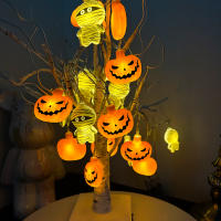 1PC Cadena De Luces De 10/20 LED En Forma De Calabaza Y Momia Para Halloween Luz De Ambiente Espeluznante Piloto Encendido Decoración Interior Exterior - details 1