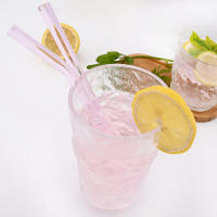 Juego De 8 Pajillas De Vidrio Borosilicato Alto Reutilizables Multicolor Ecológicas Para Cocktail Smoothie Té Con Bulbos - details 3