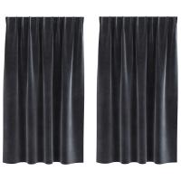 Cortinas Opacas vidaXL con Cinta Superior 2 pcs Gris Oscuro Terciopelo - details 1