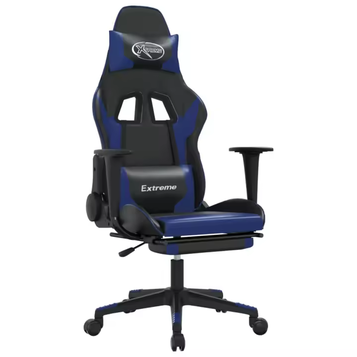 Silla Gaming de masaje y reposapiés Negro - 1