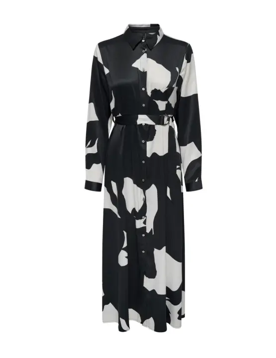 Vestido midi Only Jane negro y blanco camisero para mujer - 1