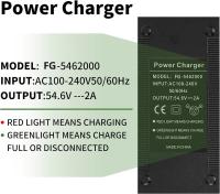 Cargador Patinete electrico E-Bike 54,6V 2A, Cargador de baterías de Litio para Bicicleta eléctrica, Scooter eléctrico, Silla de Ruedas eléctrica ,carros de golf.54.6V 2A Bicicleta eléctrica Cargador para batería Litio 48V,13Series  3-Pin XLR - details 1