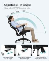 Silla de oficina ergonómica de malla, soporte lumbar, reposacabezas ajustable, respaldo transpirable, carga 120 kg - details 2