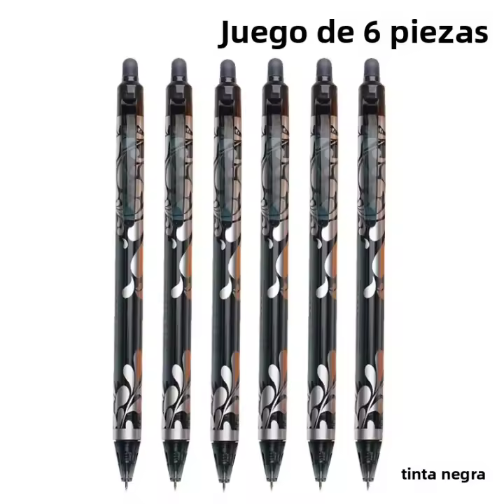 Set De 6 Bolígrafos De Gel Erasables 0.5mm En 6 Colores Recargables Y Lavables Para Escritorio Y Escuela Material Plástico Y Metal - 1
