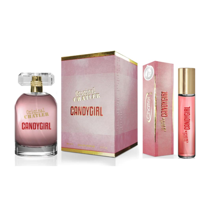 PACK CANDYGIRL (130ML)-----EAU DE PARFUM CANDYGIRL WOMAN 100ML Y EAU DE PARFUM CANDYGIRL 30ML -----30ML PERFECTO PARA EL BOLSO ---MARCA CHATLER---FRAGANCIA DURADERA, DURACIÓN 8 HORAS--- PERFUME VEGANO