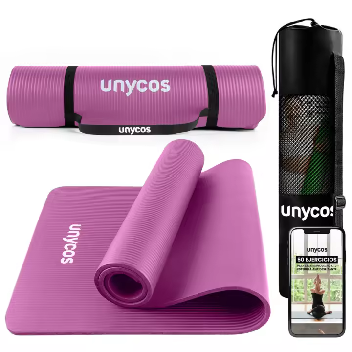 UNYCOS Esterilla de Ejercicios 183*60cm - NBR - Incluye Correa de Hombro y Bolsa de Transporte, E-book con Ejercicios - 1