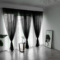 Cortina De Tules Sólida Y Transparente 100x200cm Para Sala De Estar Y Dormitorio Panel De Cortina Exterior Moderno Sin Doble Capa Ni Aislamiento Solar - details 27
