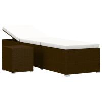 vidaXL Tumbona de jardín con cojín y mesita ratán sintético Blanco crema, Marrón, Gris Sillas de Exterior Ideal para jardín, playa, piscina, terraza Tumbona Piscina Tumbonas Playa Tumbonas Jardín Exterior - details 6