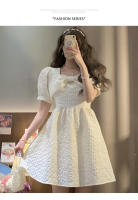 Vestido Vintage Bordado YUQI Para Mujer Verano 2024 Cierre De Cremallera Estilo Hepburn Retro Elegante Mini Con Cinturón Y Bow - details 13
