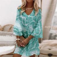 Vestido De Estilo Dulce Con Estampado De Flores Botánicas Para Mujer Manga Larga V Cuello Pullover A-Line Oficina Comercial - details 16