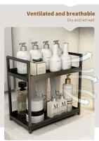 Estante De Contado Multifuncional De 2 Niveles En Negro Y Blanco Para Almacenamiento De Cosméticos En Baño Y Especias En Cocina Capacidad Grande - details 4