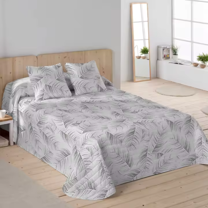 SANDAL - Colcha Bouti Estampada - Microfibra  - Extra - Suave - Incluye Colcha Bouti + 1 o 2 Fundas de cojines - Fabricado en España - ACANTO STONE - Cama 90/135/150/180 - 1