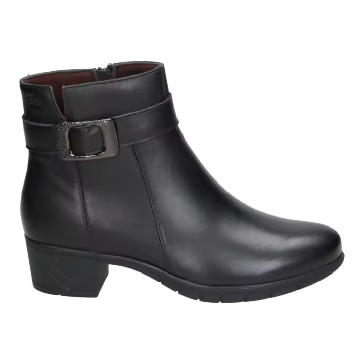 TREINTA'S | Botines Treinta's para Mujer – Botín Negro con Tacón Bajo, Hebilla Lateral Decorativa, Cremallera, Puntera Redonda y Estilo Cómodo – Modelo 4630 - 1