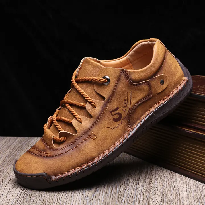 Zapatos Casuales Para Hombre En Cuero Mocasines De Alta Calidad Confortables Y Transpirables De Punta Redonda Antideslizantes Para Exterior Y Interior - 1