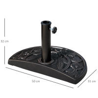 Outsunny Base de Sombrilla Semicírculo Peso 9 kg Soporte para Parasol de Resina para Poste de Paraguas de Ø3,8 cm y Ø4,8 cm para Terraza Patio Jardín Playa 50x31x32 cm Bronce - details 2