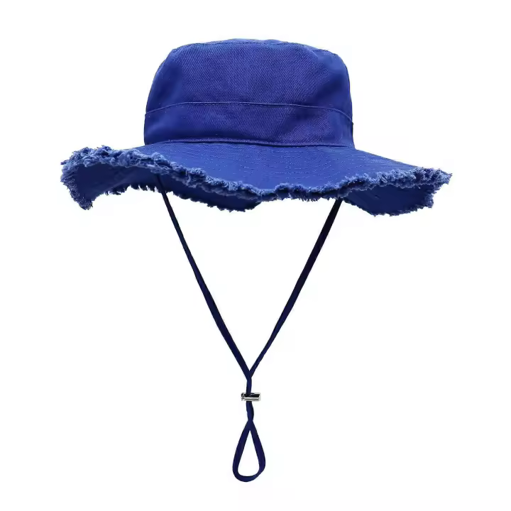 Sombrero de cubo para adolescentes adultos ala ancha plegable suave sombrero de pescador Primavera Verano sombrero anti-UV diseño de borde deshilado aceitunas verdes - 1
