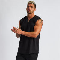 Camiseta Sin Mangas De Algodón Transpirable Para Hombre Verano Deporte Fitness Musculación Running Gimnasio V-neck - details 3