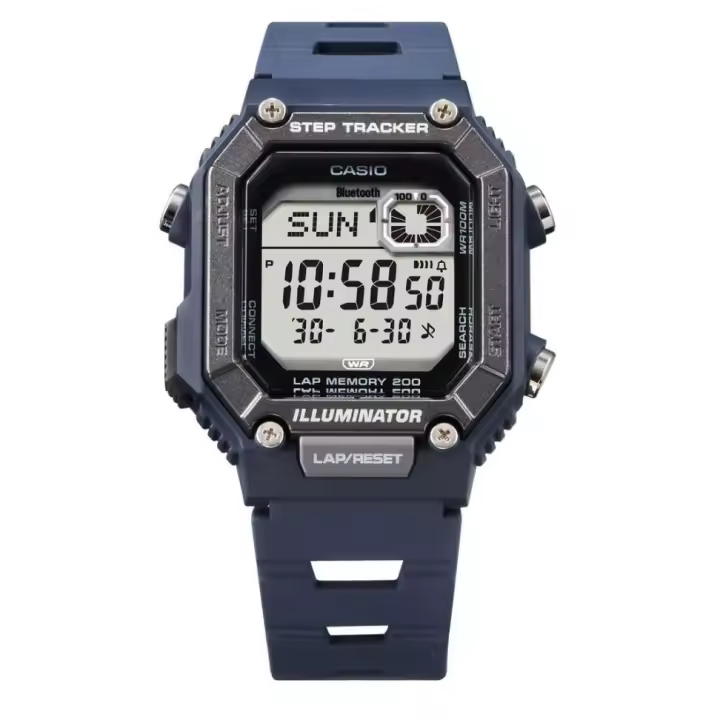 reloj cronómetro deportivo Bluetooth unisex Casio StepTracker WS-B1000-2A 41.3mm Smartlink 100m WR correa de resina - 1