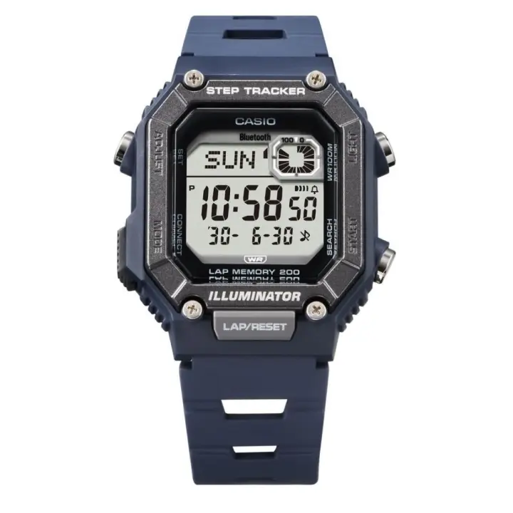 reloj cronómetro deportivo Bluetooth unisex Casio StepTracker WS-B1000-2A 41.3mm Smartlink 100m WR correa de resina - 1