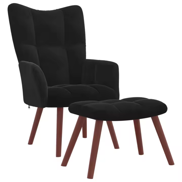vidaXL Sillón de relax con taburete de terciopelo Gris claro, Gris oscuro, Verde oscuro Sillon Dormitorio Sillon Comodos Silla Relax Sillón Sofá - 1