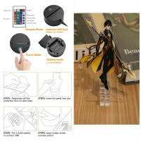 Lámpara 3D De Anime Genshin Impact LED Luz Nocturna Zhongli HuTao Xiao Shenhe Para Decoración De Habitación Regalo De Cumpleaños Luces - details 3