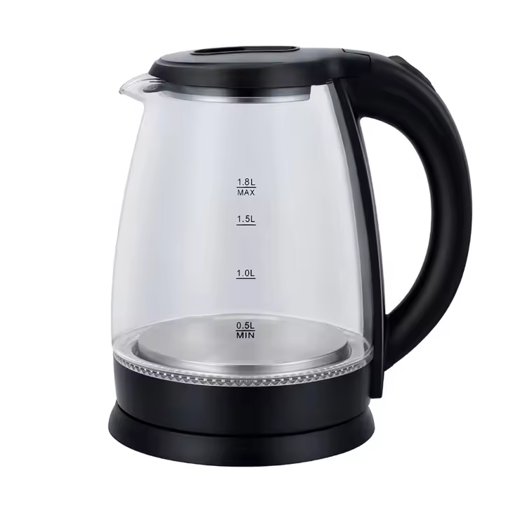 DAM Hervidor de acero y borosilicato con luces LED. 1500W y 1,8L de capacidad. 22x16x23,5 cm Color: Negro - 1