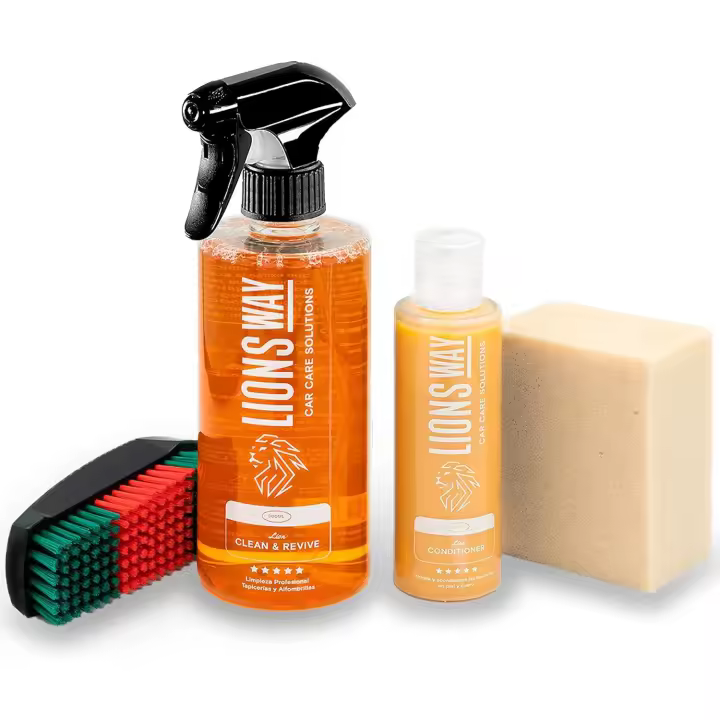 LIONSWAY - Kit Limpieza y Acondicionador Tapicería – Cuero, Piel y Tela, Hidratante y Renovador Profesional - 1