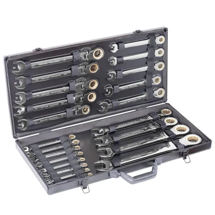 KRAFTMANN - Conjunto de Llaves de Trinquete, Herramientas, 22 Piezas de Metal Resistente de Cromo-Vanadio - 1