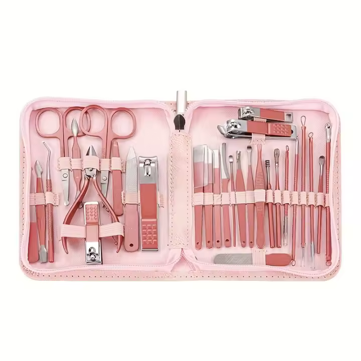 Nuevo Kit De Manicura 30 En 1 Cortauñas Rojo Para Mujer Conjunto De Herramientas De Pedicura Y Cortauñas De Acero Carbono - 1