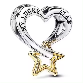 PANDORA Collar con forma de corazón de estrella de la guarda, corazón hueco y estrella para mujer, con cuentas DIY, regalo de cumpleaños, regalo del Día de la Madre 763513C00 - 1