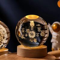 Lámpara De Noche De Cristal 3D Planetario Engravedo Por Láser Sistema Solar Decoración Para Escritorio Regalos De Festival Astronomía - details 11