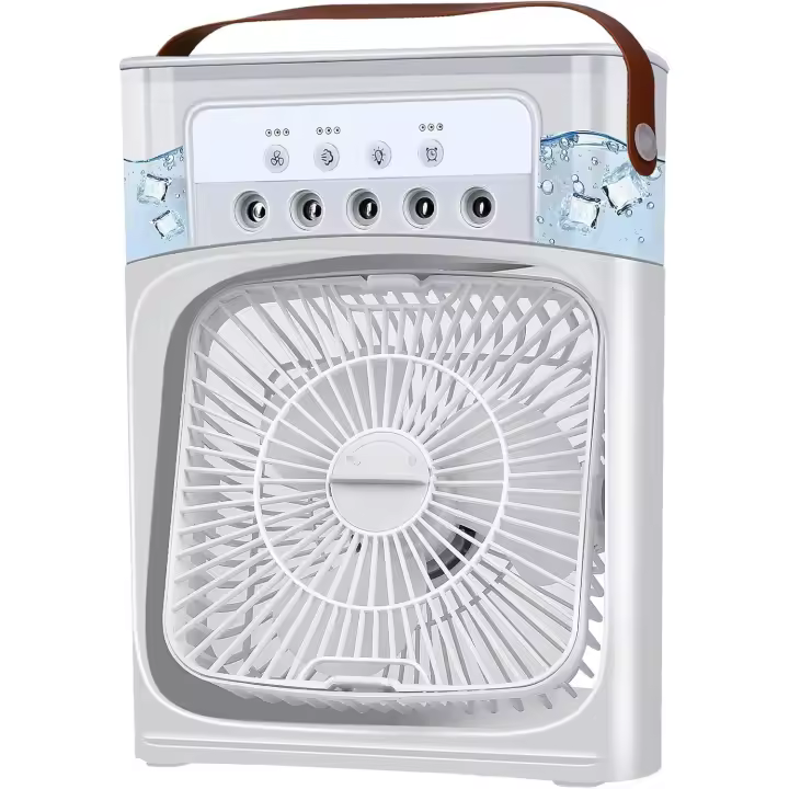 Mini Aire Acondicionado Portatil, 5 en 1 Refrigerador de Aire Portatil, Mini Refrigerador de Aire Móvil Ventilador, 3 Velocidades, Modos de Niebla, 7 LED Hogary, 2-8H Cronometrado - 1