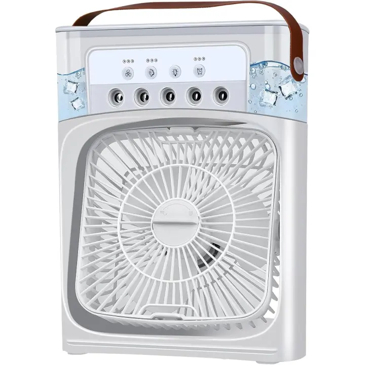 Mini Aire Acondicionado Portatil, 5 en 1 Refrigerador de Aire Portatil, Mini Refrigerador de Aire Móvil Ventilador, 3 Velocidades, Modos de Niebla, 7 LED Hogary, 2-8H Cronometrado - 1