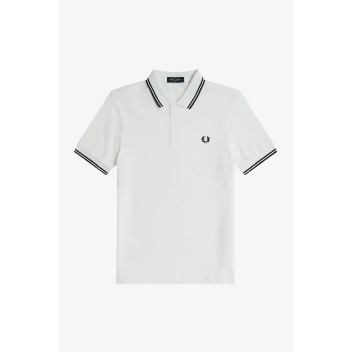 Fred Perry Slim Fit Twin Tipped Polo White Black Black - 1