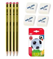 Staedtler - 4x Lapiceros Lápices Noris HB 2 + Milan 4x Gomas de Borrar Migas de Pan 430 Cuadrada Muy Suave + Sacapuntas - Goma y Lapicero Ideal para el Colegio, Recambio. Vuelta al Cole, Colegio, Material Escolar Oficina Primaria, Secundaría y Universidad - details 0