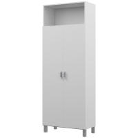 HOMCOM Armario Multiusos Armario Escobero con 2 Puertas Compartimiento Abierto y Estante Ajustable para Salón Lavadero 70x35x188 cm Blanco - details 0
